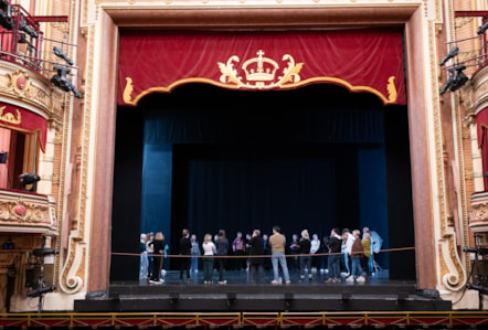 Pupils from St John Henry Newman College in Carlisle enjoy a behind the scenes insight into The King's Theatre in Glasgow. Credit Julie Howden.