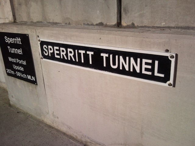 Nameplate of Sperritt Tunnel, named after railway veteran