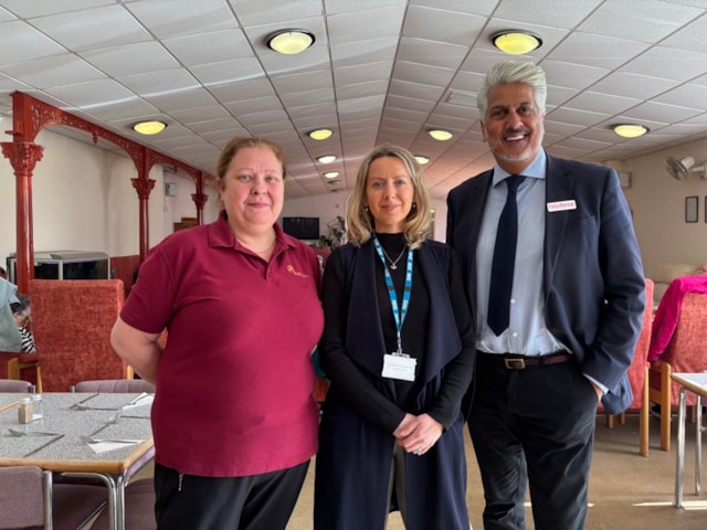 L-R Sharon Mitchell, Pengarth day centre manager, Aisling Crombie, Director of Nursing, NHS Cornwall and Isles of Scilly ICB, Amerjit Chohan, CEO of Helpforce: L-R Sharon Mitchell, Pengarth day centre manager, Aisling Crombie, Director of Nursing, NHS Cornwall and Isles of Scilly ICB, Amerjit Chohan, CEO of Helpforce at Pengarth day centre in Penzance