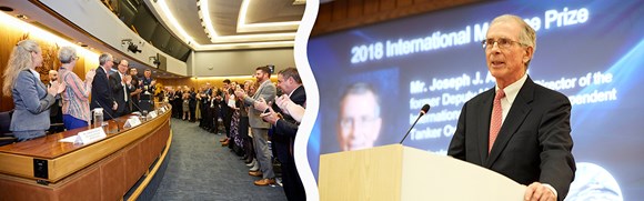 International Maritime Prize for 2018 presented to Mr. Joseph J. Angelo (United States): IMP banner