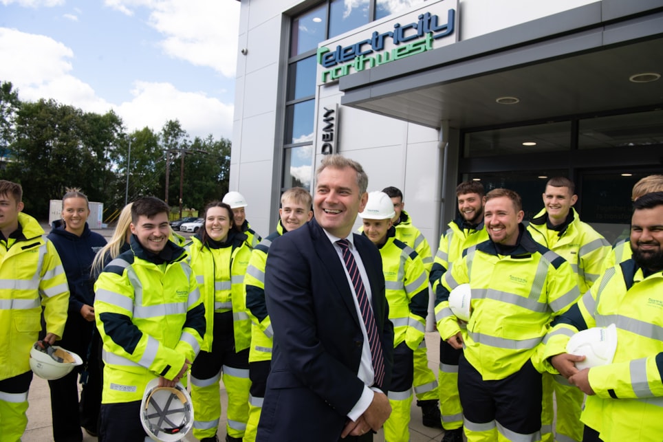 CEO Ian Smyth with apprentices: CEO Ian Smyth with apprentices