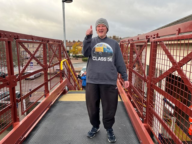 Local rail enthusiast, John Edwards, is the first to cross the restored Beverley bridge, Network Rail: Local rail enthusiast, John Edwards, is the first to cross the restored Beverley bridge, Network Rail
