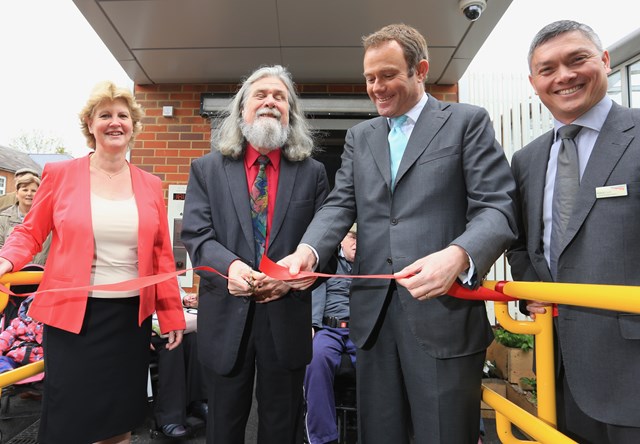 Hassocks - accessibility opening: Hassocks - accessibility opening L2R Catherine Cassidy (Hassocks Amenity Association), Kevin Carey (RNIB chairman), Nick Herbert MP and Robert Sue, Network Rail commercial sponsor