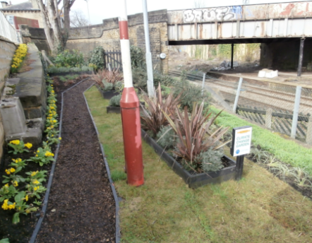 Image shows finished Brighouse station Climate Change Garden
