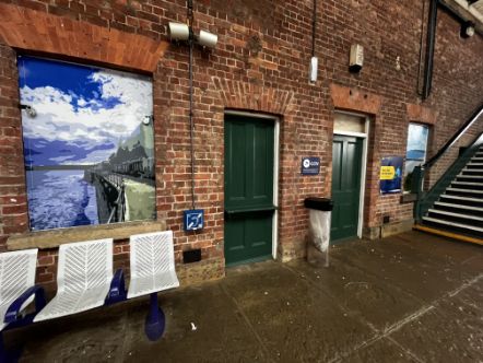 This image shows some of the artwork at Filey station
