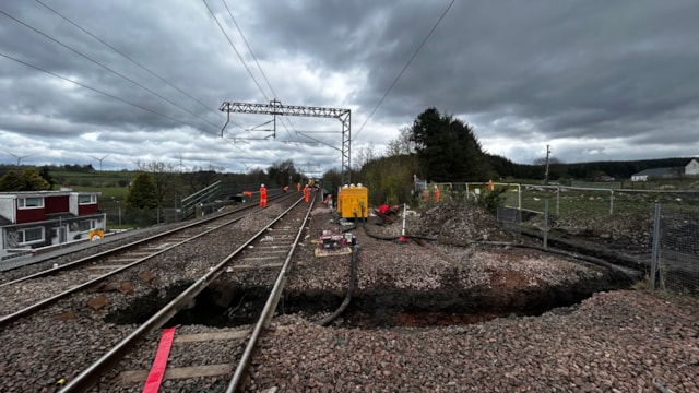 Airdrie – Bathgate line to remain closed at Caldercruix as engineers repair sinkhole damage: Cal-177