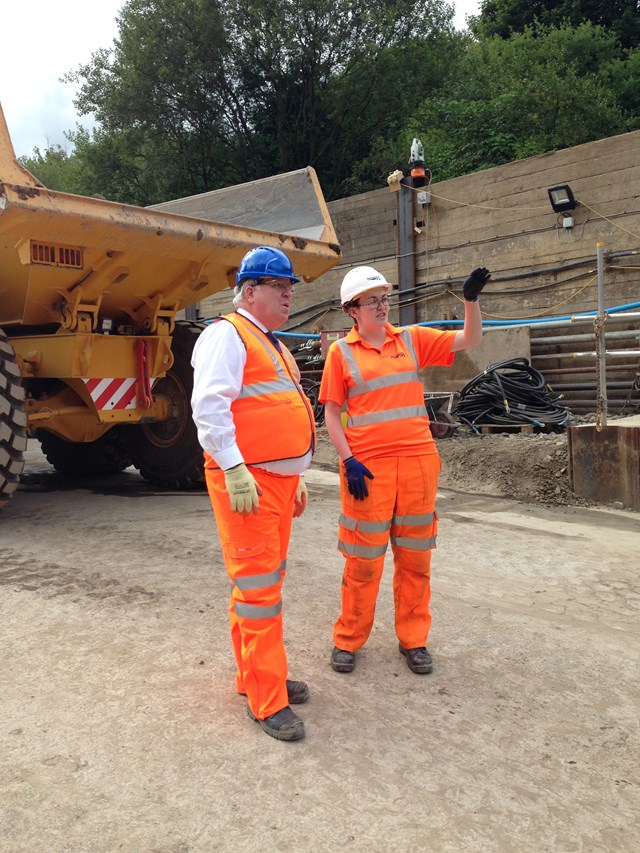 Patrick McLoughlin and Bethan Dale at Farnworth Tunnel