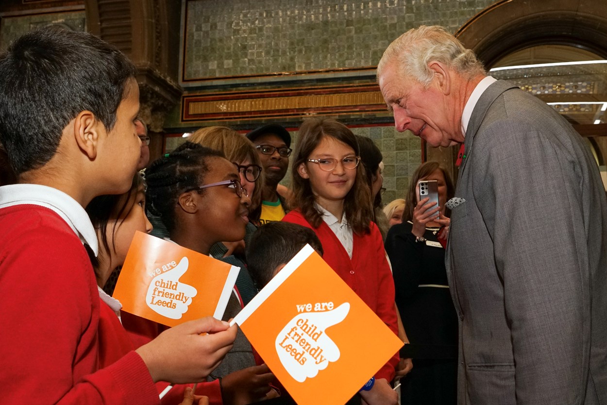 Royal Visit: After arriving at historic Leeds Central Library this afternoon, The King unveiled a special plaque to mark the 10th anniversary of the Child Friendly Leeds initiative, which was launched by Her Majesty Queen Elizabeth II in 2012.