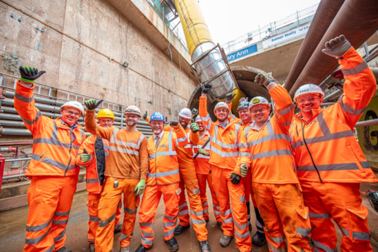 The HS2 and BBV Bromford Tunnel team with Liam Byrne MP