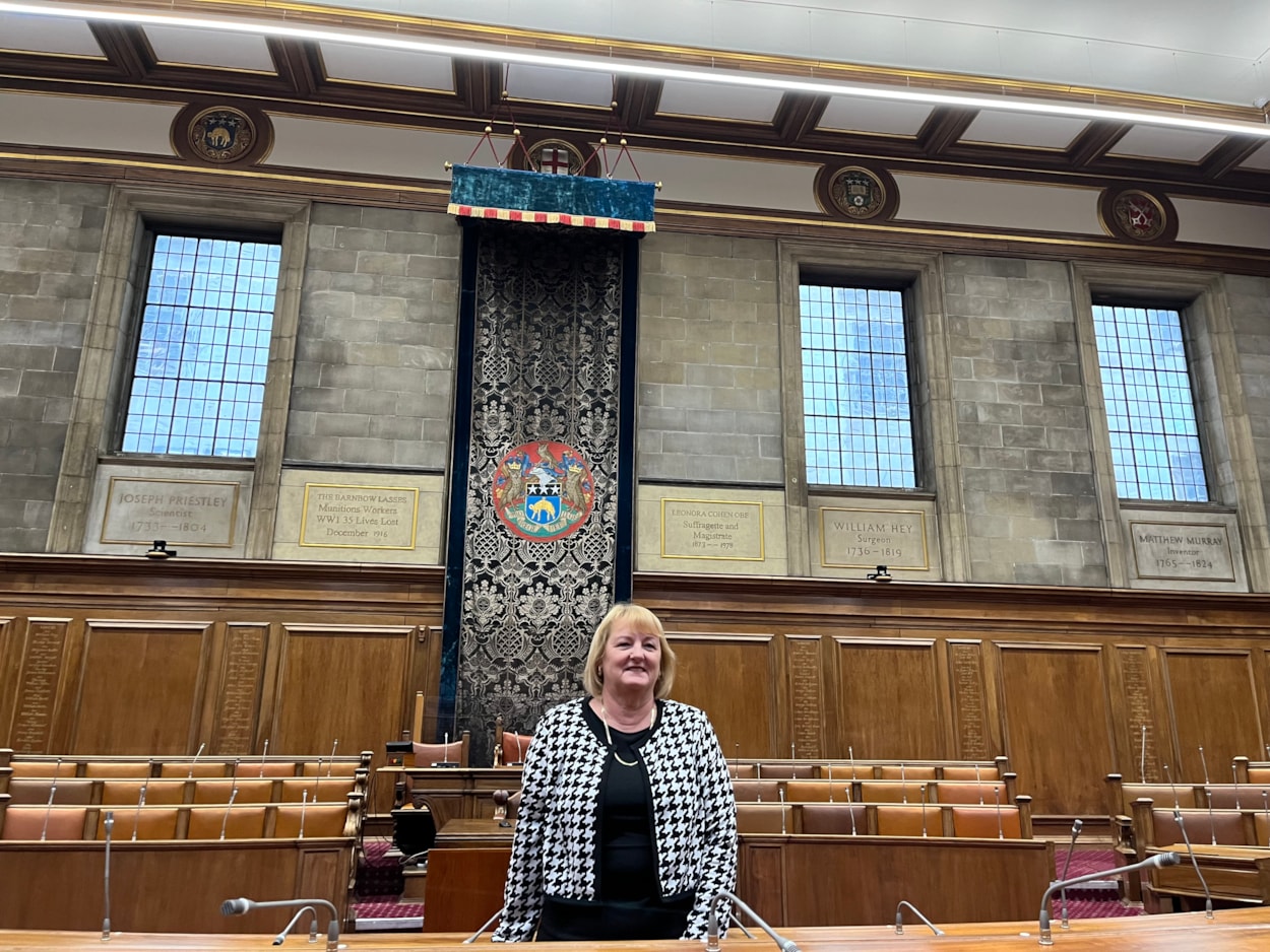 Inspirational women plaques: Councillor Debra Coupar, Leeds City Council’s deputy leader and executive member for resources, in the council chamber at Leeds Civic Hall, where plaques paying tribute to inspirational women form Leeds's history have been unveiled.