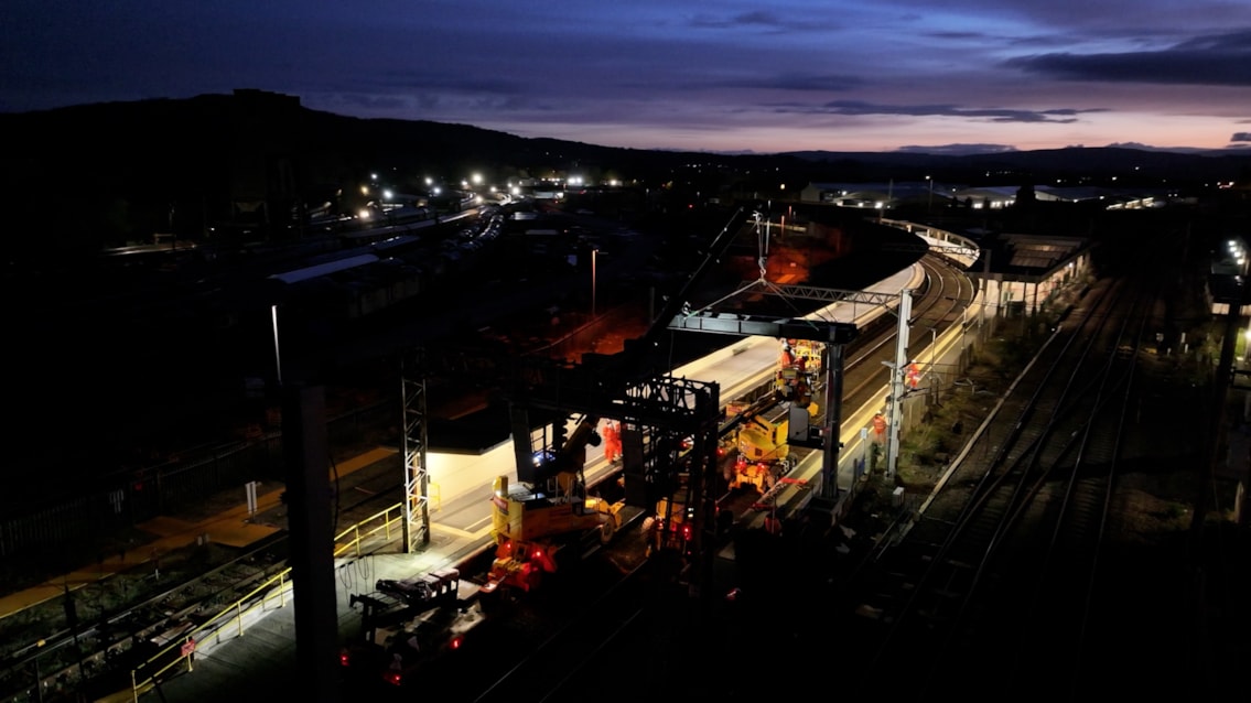 Dawn shot of signalling improvements Carnforth Easter 2026