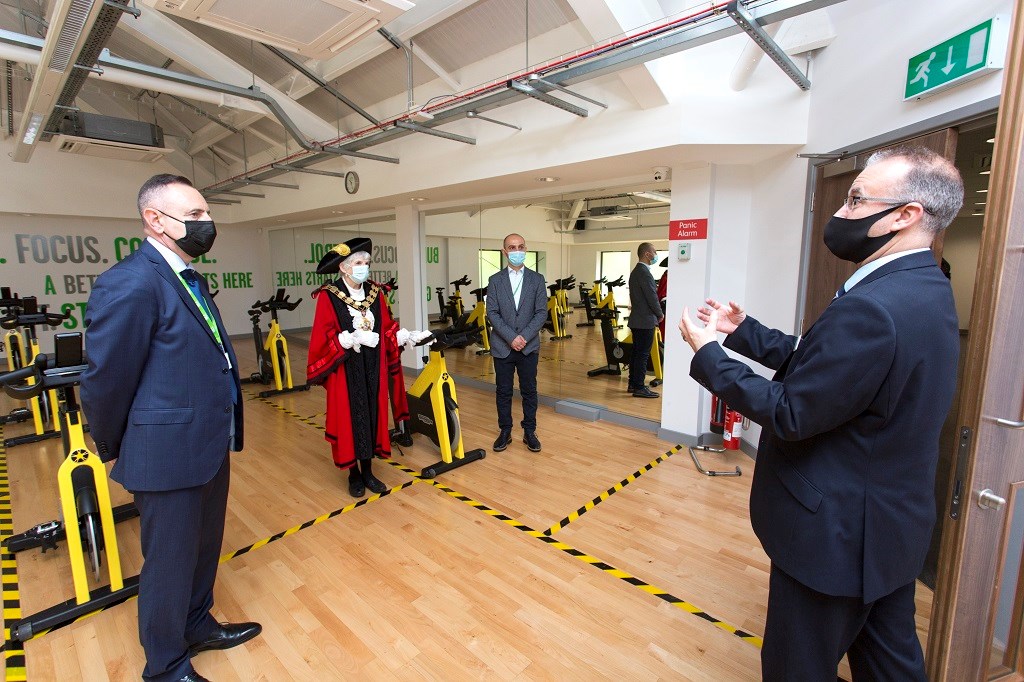 From left to right:  Andy Bindon (GLL Senior Management Team), Cllr Janet Burgess, Cllr Nurullah Turan, and Mark Leslie (General Manager for Highbury Leisure Centre)