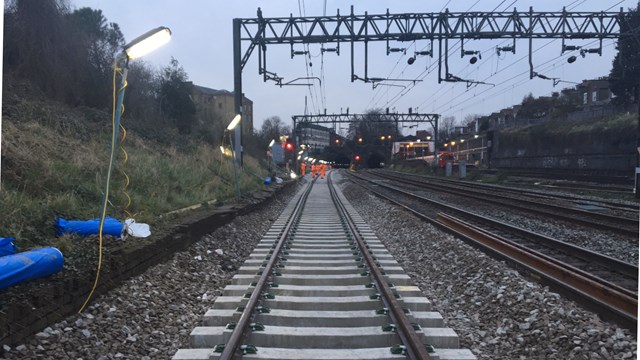 Super-fast work to improve West Coast main line journeys: Previous track renewal at Kensal Green in North London
