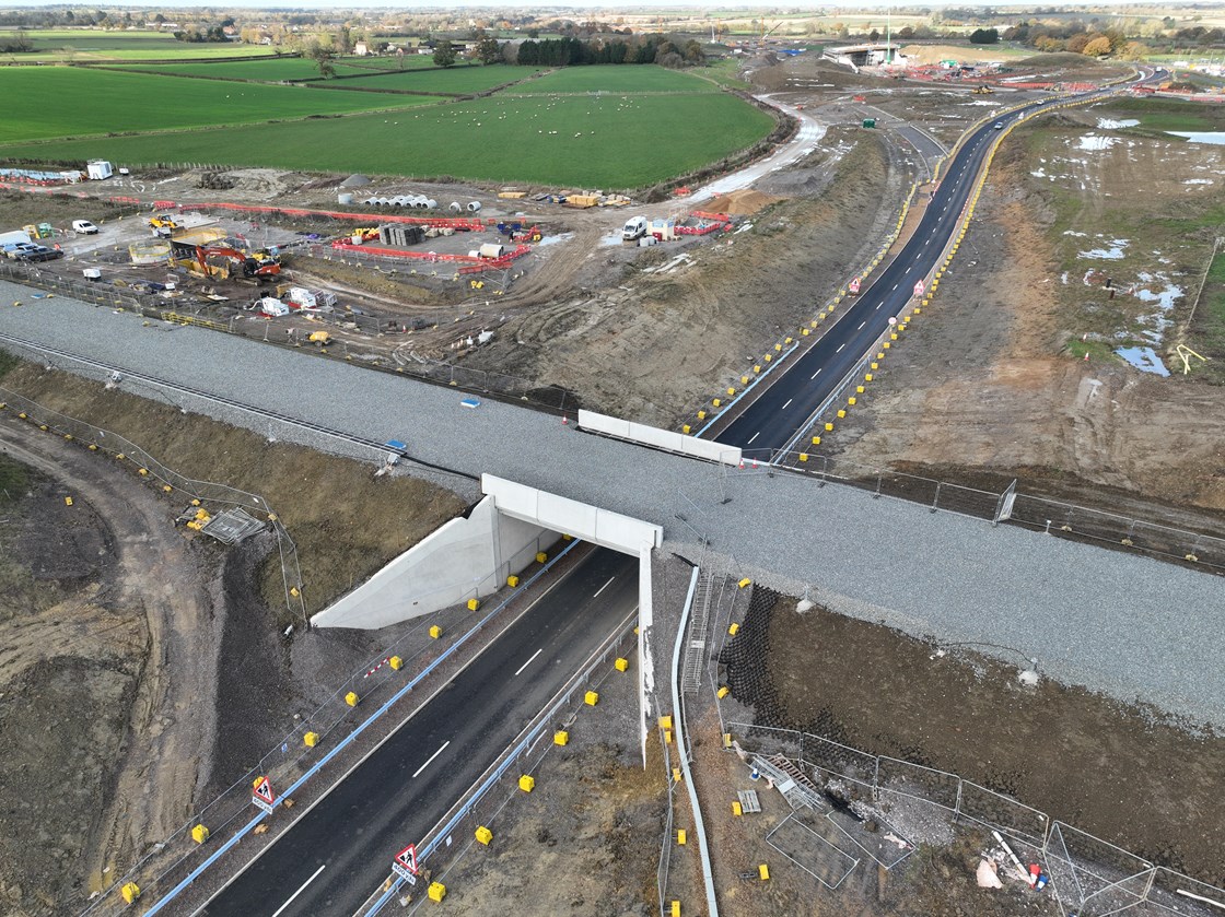 Image showing Gawcott Road underbridge and road realignment delivered for East West Rail by HS2 Nov 2023