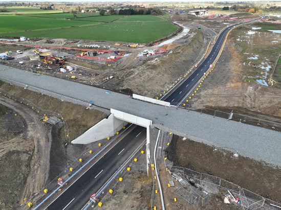 Image showing Gawcott Road underbridge and road realignment delivered for East West Rail by HS2 Nov 2023