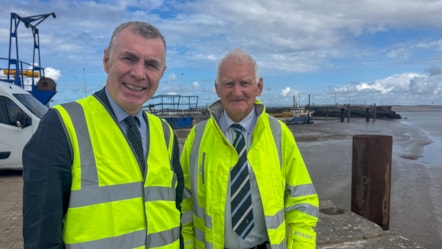 Cabinet Member for Enterprise, Connectivity and Energy, Adam Price with Jim O'Toole, Managing Director of the Port of Mostyn