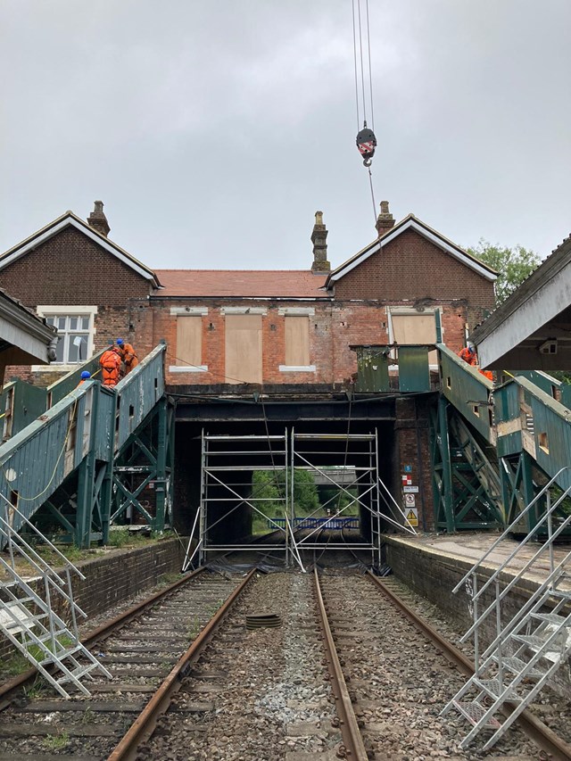 Eridge footbridge is demolished on Saturday, 4 July