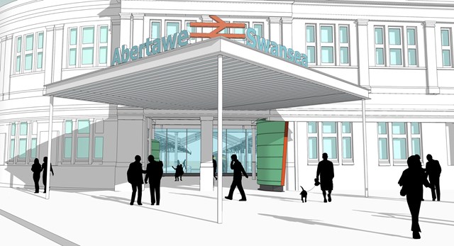 New station facade for Swansea