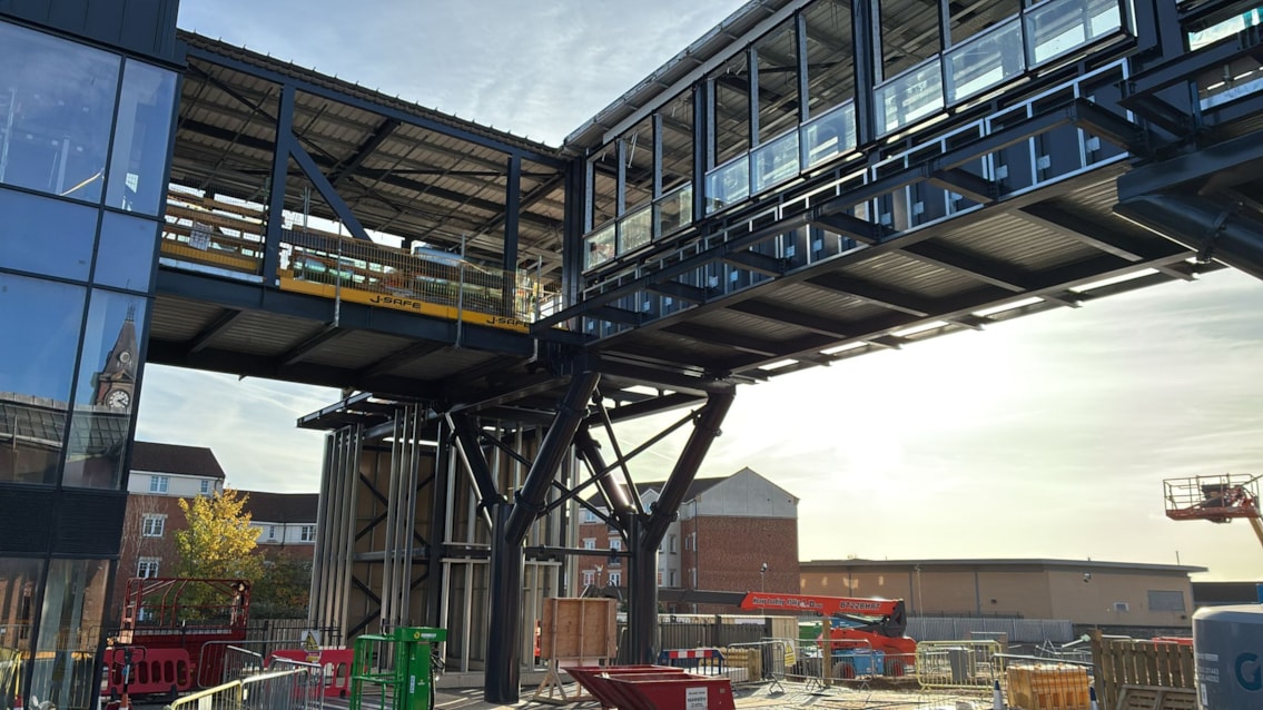 Standing proud... Darlington station's new footbridge