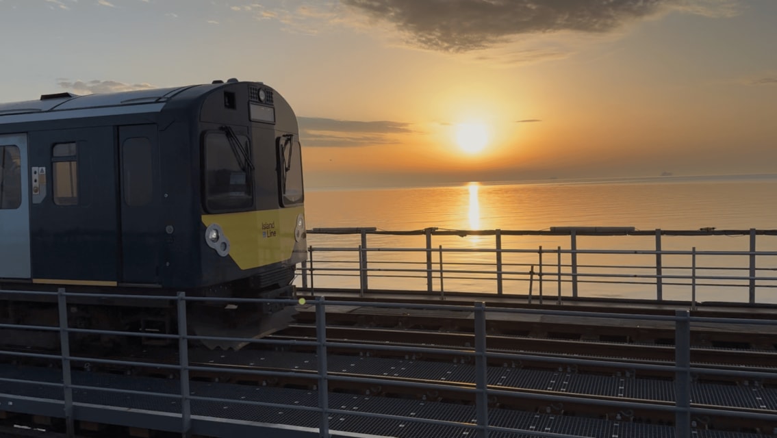 COMPLETED: Full Island Line services resume EARLY following critical repairs to historic Ryde Pier: The first Island Line passenger service leaving Ryde Pier Head station since reopening