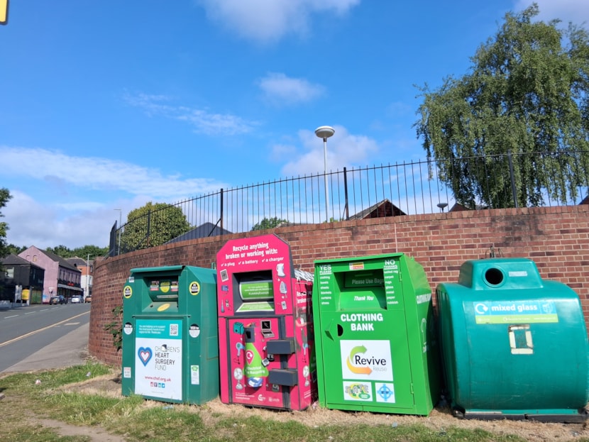 Council working with universities, students and landlords to manage summer changeover period in Leeds: Clothing and textile, small electrical and bottle bank bring site on Woodhouse Street LS6
