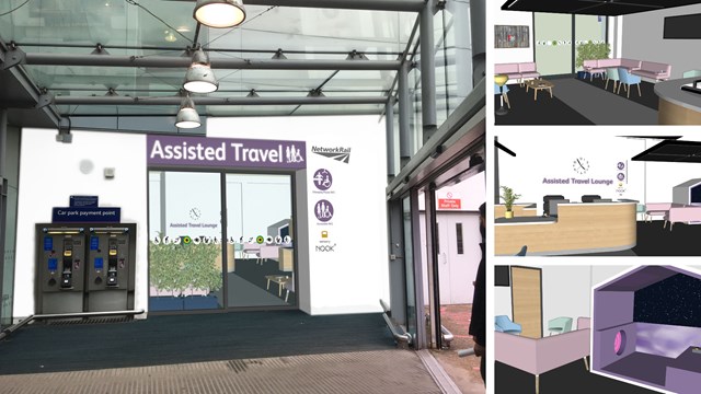 Manchester Piccadilly Assisted Travel Lounge CGI composite