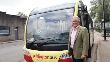 Cllr Swarbrick with the bus