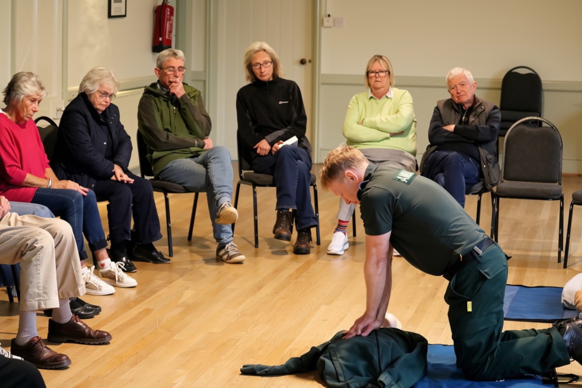 Paul Brolly teaching CPR to local residents
