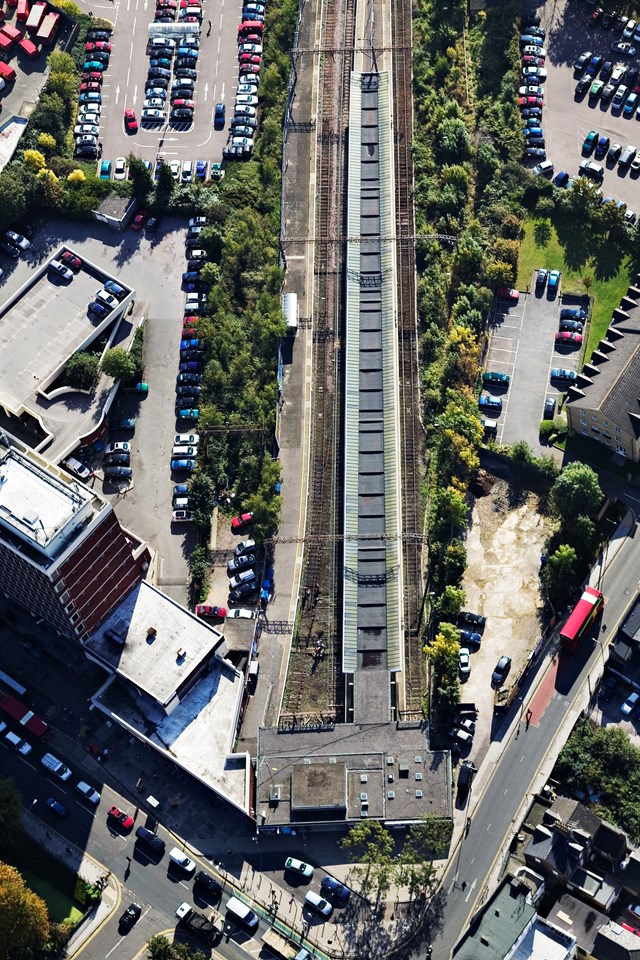 Enfield Station aerial: Aerial view of Enfield station