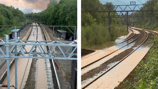 Passengers warned as burst water main floods railway in Manchester: Fairfield track flooding from burst water main