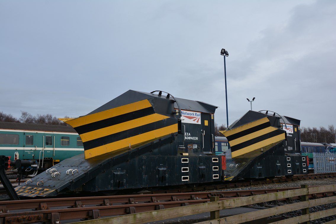 Network Rail ready for cold snap in the north west: Snow ploughs at Carlisle depot
