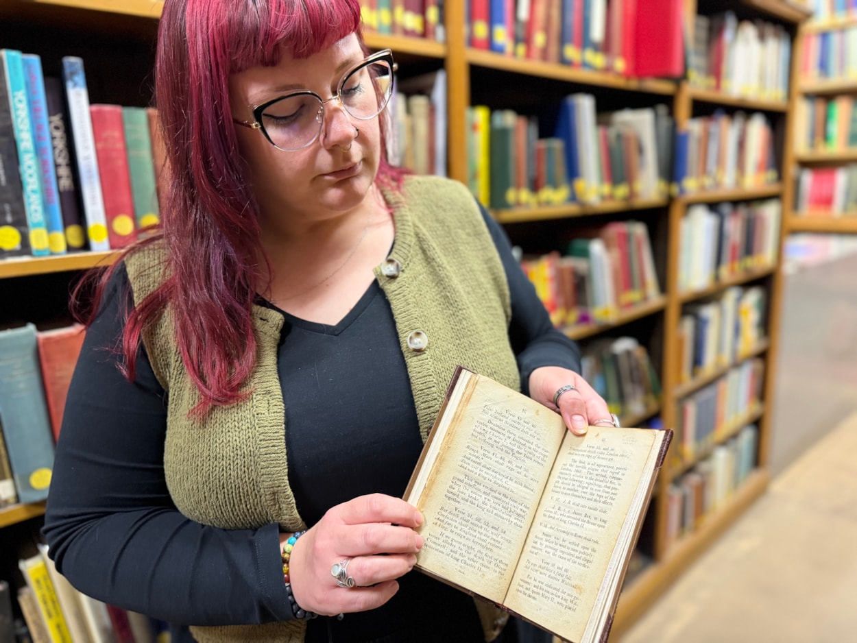 Mother Shipton book: The book, held here by librarian Sally Hughes, also contains a detailed record of some of Mother Shipton’s most famous predictions, many of them written in verse, including one of her most famous, which has been interpreted as a foretelling of The Plague and The Great Fire of London in 1666.