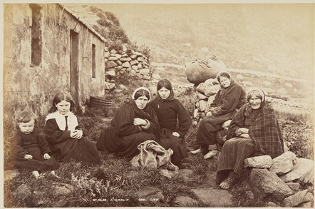 George Washington Wilson 
A Group, St Kilda, 1870s
Albumen print
Collection: National Library of Scotland, MacKinnon Collection, acquired jointly with the National Galleries of Scotland with assistance from the National Lottery Heritage Fund, the Scottish Government and Art Fund