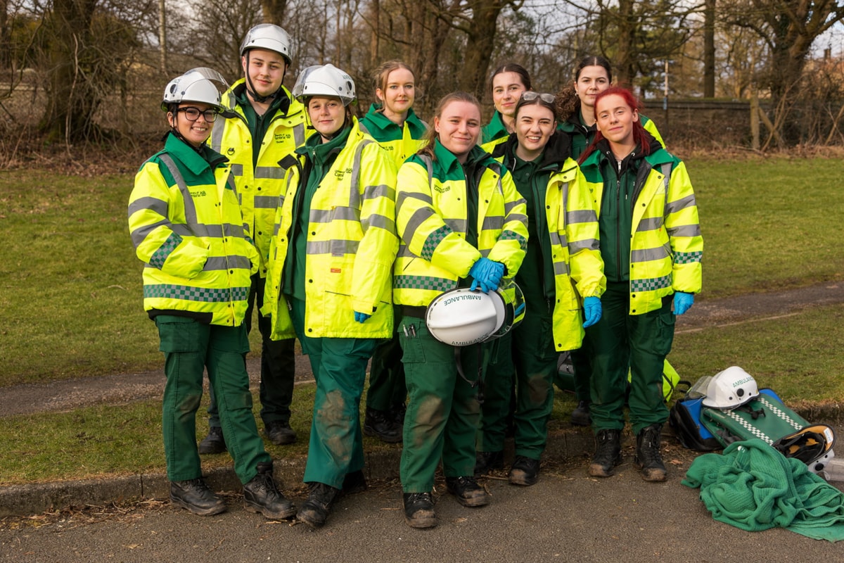 Paramedic students from University of Cumbria's Institute of Health taking part in the university's Exercise Green Fledgling on 6 and 7 February 2025 at Halton Army Camp, Lancaster