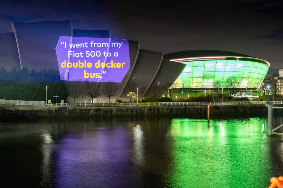 First Bus projected stories from some of its female colleagues on to iconic locations in Glasgow and Aberdeen