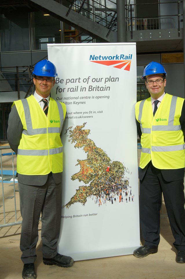 MPs launch recruitment campaign: Mark Lancaster MP and Iain Stewart MP outside Network Rail's national centre