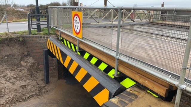 Stonea bridge, the most bashed bridge in Britain, following installation of protection beam in 2021