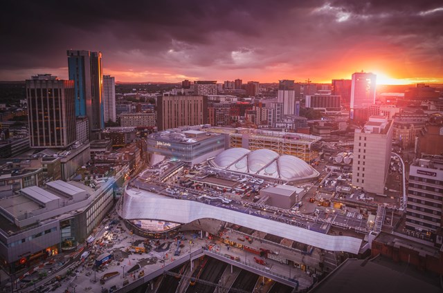 Birmingham New Street at sunset