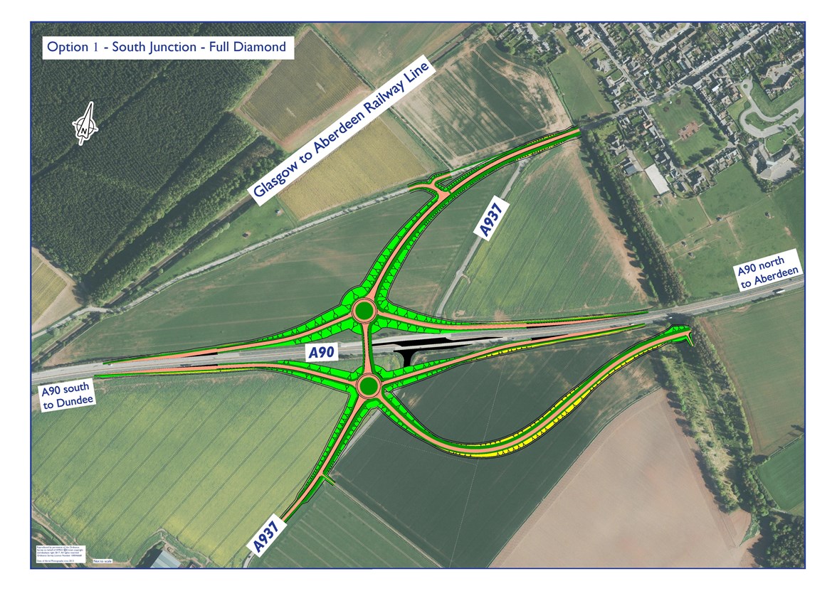 A90-A937 Laurencekirk Junction Improvement  - Option 1- Full Diamond Option