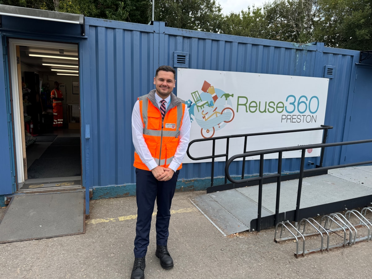 Councillor Joshua Roberts at the reuse shop in Preston
