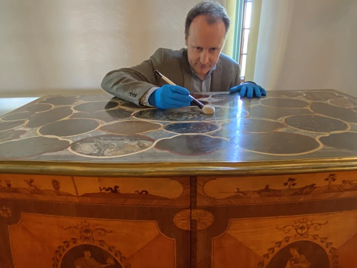 The Townley Commode: Temple Newsam curator Adam Toole with the Townley Commode, which has just gone on display.