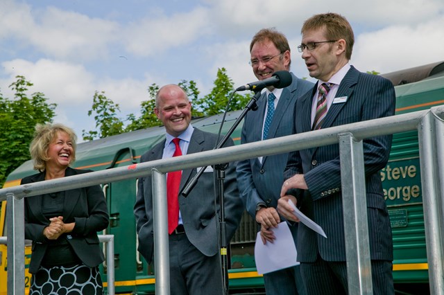 Hull docks event 1: 10 June 2008 
L-R
Rt Hon Rosie Winterton, Minister of state for Transport
Matt Jukes, port director, ABP
Terry Hodgkinson, chair, Yorkshire Forward
Neil Henry, route director, Network Rail