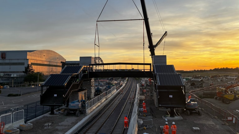 New footbridge installed at Bristol Brabazon station