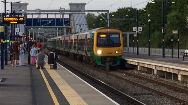 Test electric train at Bromsgrove station