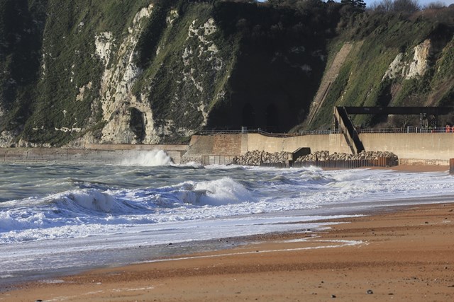 An earlier image of the 1 metre dip in the sea wall at Dover