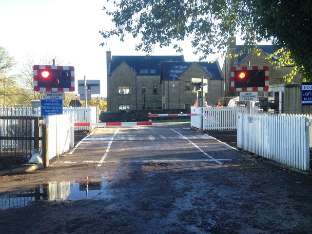 Turton level crossing, Bolton, previously open now fitted with barriers