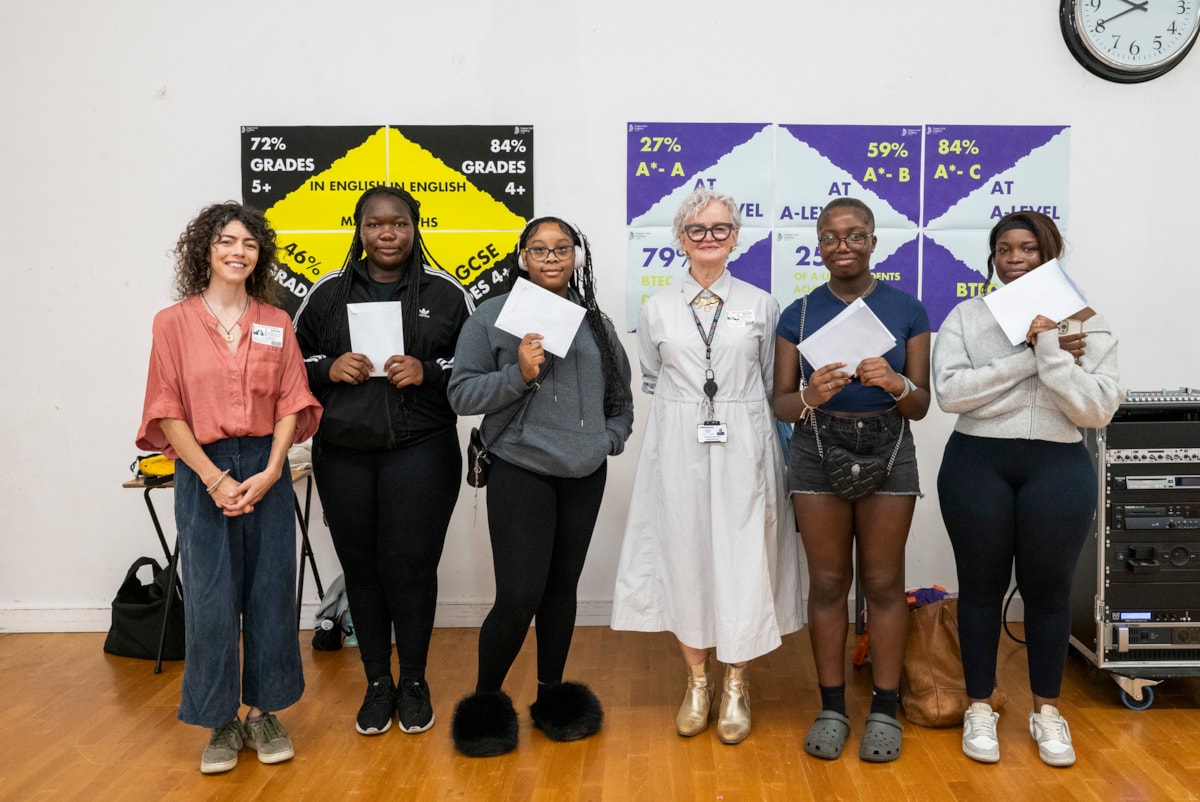 Year 11 students from Clapton Girls' Academy were cheered on by Council representatives. Credit: Sean Pollock - Hackney Council