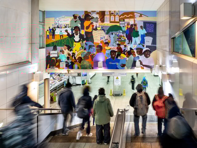 Rudy Loewe, The Congregation, 2025. Brixton Underground station. Commissioned by Art on the Underground. Photo -  Angus Mill (5)