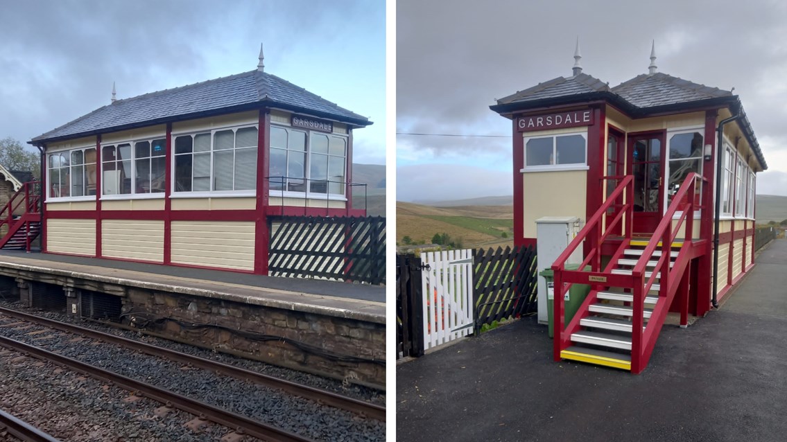 Railway restoration for historic Settle to Carlisle signal box: Garsdale signal box refurb composite