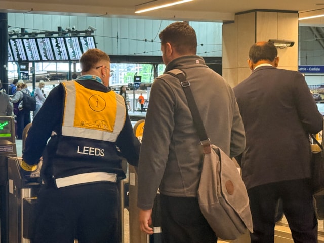 Staff in yellow vests - Leeds City station (2): Staff in yellow vests - Leeds City station (2)